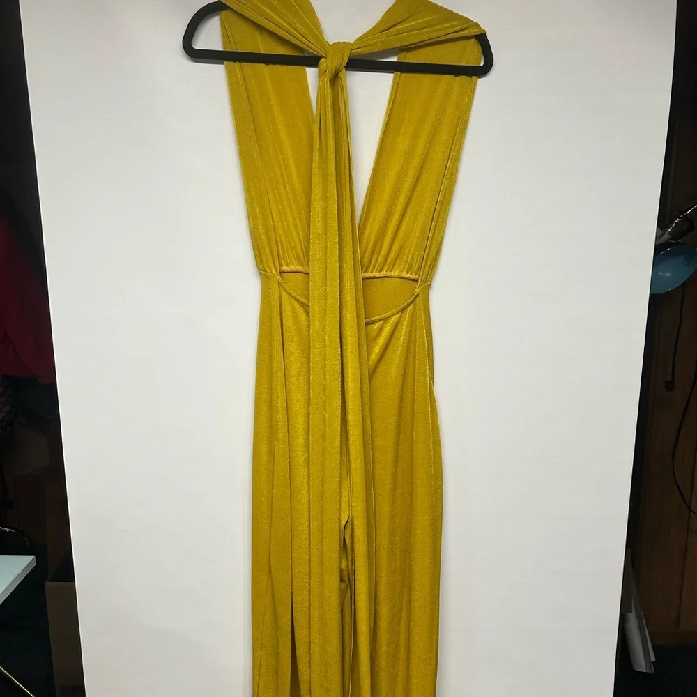 Nasty Gal Mustard Backless Jumpsuit - Picture 2 of 3